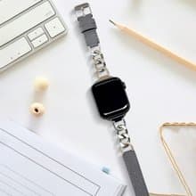 Apple Watch 38/40/41/42mm 仕女金屬鏈皮革錶帶