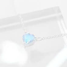 / 心弦 / 頂級AAA+藍光心形月光石925純銀項鍊 (銀/金/玫瑰金)