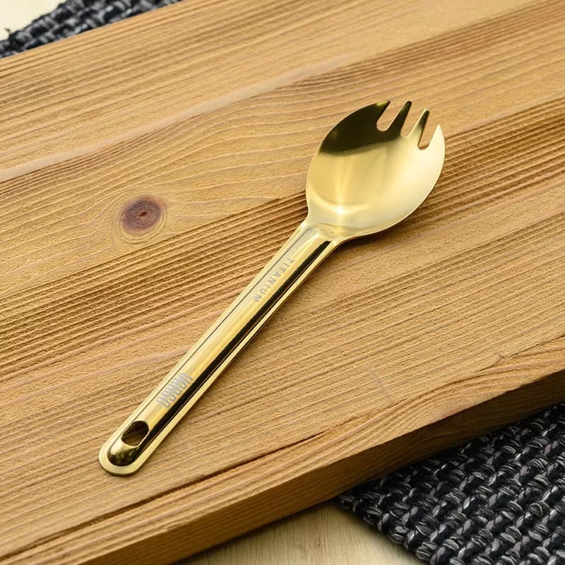 【美國 Vargo】 Titanium Spork ULV 超輕量純鈦湯叉 黃色 #T214