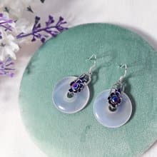 頂級白玉瓍 帶紫 古錢 一元復始 成功 招財 耳環 單品 禮物 收藏