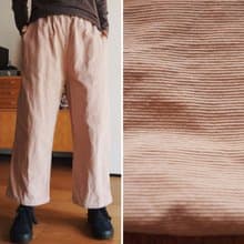 淺粉色細條紋 寬鬆休閒工裝褲 直筒褲 純棉燈芯絨長褲 自然腰