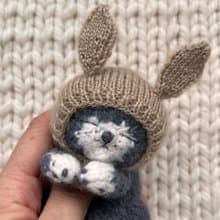 Animal hats + blanket for the sleeping kitten English and Russian PDF.