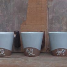 青瓷汝窯 生肖 原木把茶杯 含陶蓋 陶茶杯陶杯長輩送禮新婚禮物