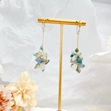 【真絲布花】托帕石蛋白石真絲細工布花 耳針耳夾耳環