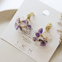 1KM備受寵愛•混色樹脂花球耳環