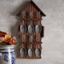 荷蘭立體雙鶴浮雕錫製湯匙與展示架套組