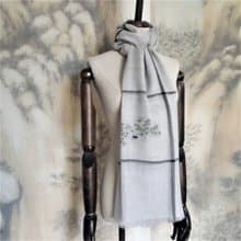 免費手綉字母 手工刺绣小魚300紗支超薄全羊絨大圍巾