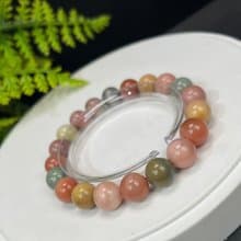 精品阿拉善瑪瑙手串10mm多彩高瓷玉化戈壁奇石彩玉單圈男女保平安
