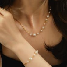 Auréole光環 天然淡水珍珠長項鍊 316L醫療鋼鍍18k金