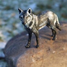 black wolf realistic animal unique figurine sculpture