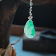 天然緬甸翡翠 冰種飄綠葉子銀手鍊