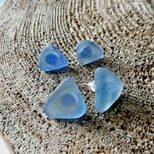 Sea Glass Earrings海玻璃耳環Sea Glass Stud Earrings 海廢飾品 淺藍色 Gift for her 生日 禮物