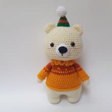 Hand Crochet Funny Clown the Bear Stuffed Toys Animals Christmas Gift Knit