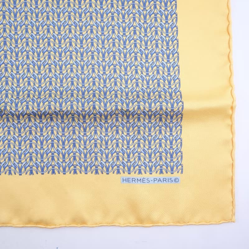 【日本直送】【HERMES】エルメス カレ42 鎖 シルク ベージュ レディース スカーフ【中古】A+ランク