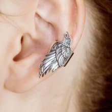 Raven ear cuff silver, craw ear bone earring