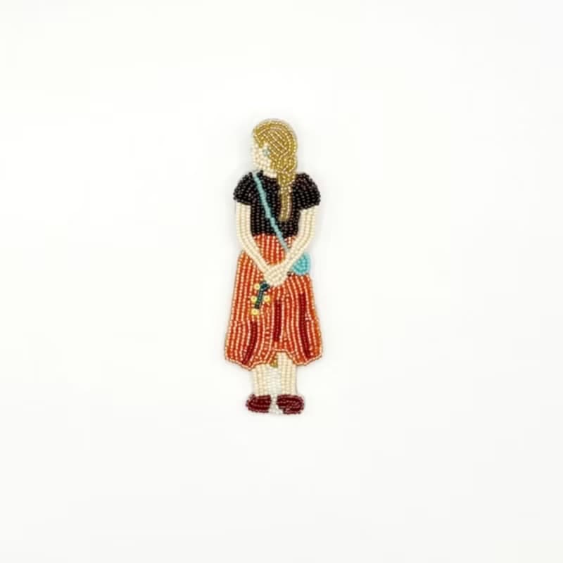 Irene時光女神~花信系列女孩串珠刺繡別針吊飾~ 生日 禮物