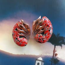 Vintage Jewelry 西洋古董飾品 MATISSE Renoir 對稱紅 夾式耳環