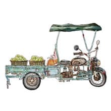 台灣街景海報-傳統市場水果車-藝術微噴/掛畫/複製畫