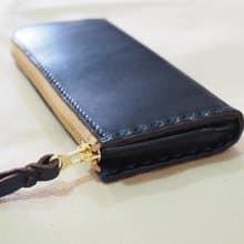 Wファスナーの長財布 / ネイビー