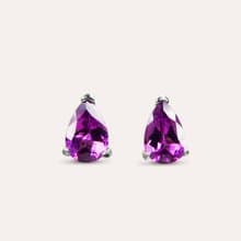 AND 玫瑰榴石 紫色 水滴 4*6mm 耳環 經典系列 Pear E 天然寶石
