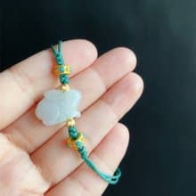 天然緬甸玉翡翠 冰綠底翡翠兔 心想事成 吉祥如意 手繩 禮物 手鍊