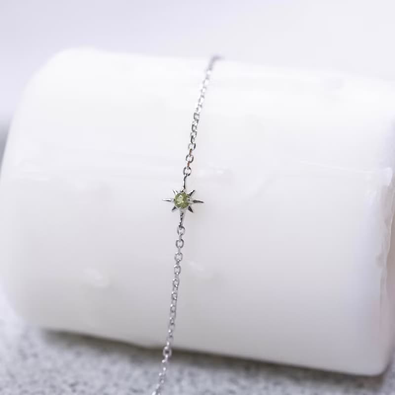 橄欖石925純銀星芒手鍊