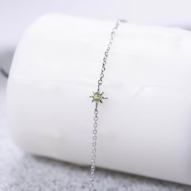 橄欖石925純銀星芒手鍊