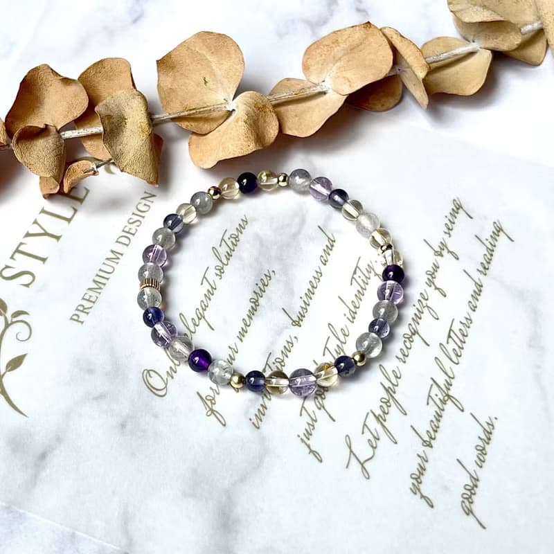 水晶手鍊/天然石手鍊/紫水晶x黃水晶x14KGF注金|琉光界