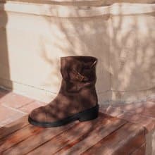 鬆弛感 絨面皺皺堆堆靴 工程師短靴 手工製