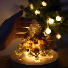 【情人節禮物】招財金黃色金箔水晶聖誕樹小夜燈-特大黃水晶奧剛