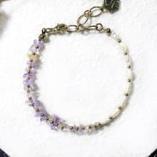 VIIART。半夏。紫黃晶珍珠古著金手鍊