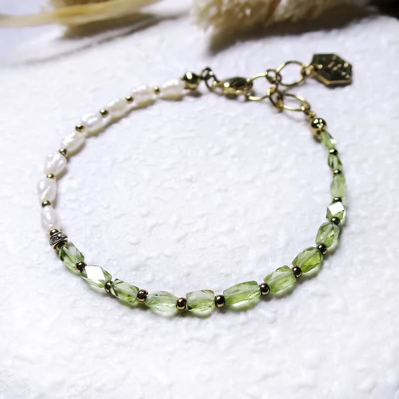 VIIART。半夏。紫黃晶珍珠古著金手鍊