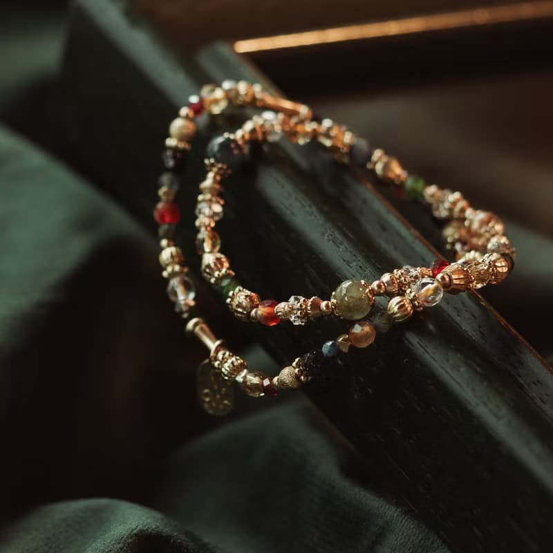 阿里斯康寓意 I 鈦晶藍晶黃水晶雙圈手鍊 C1667