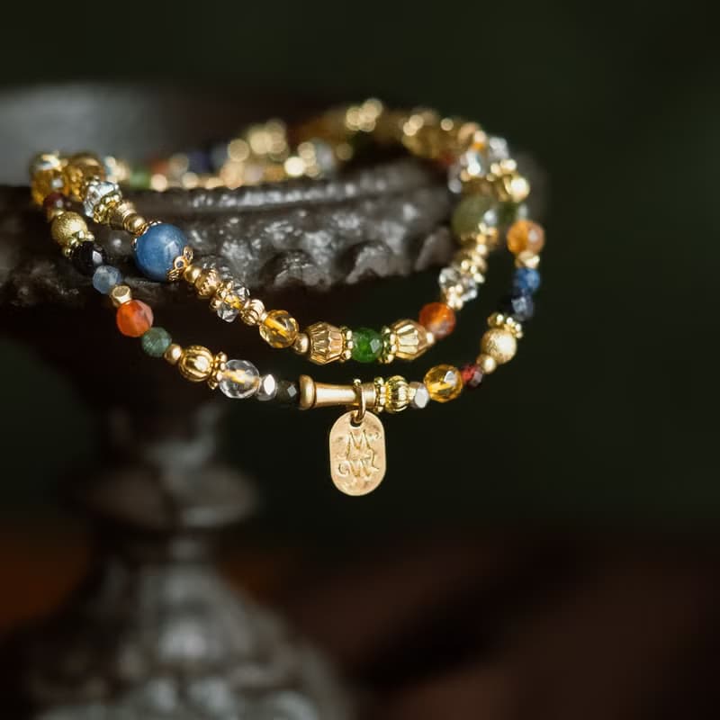 阿里斯康寓意 I 鈦晶藍晶黃水晶雙圈手鍊 C1667