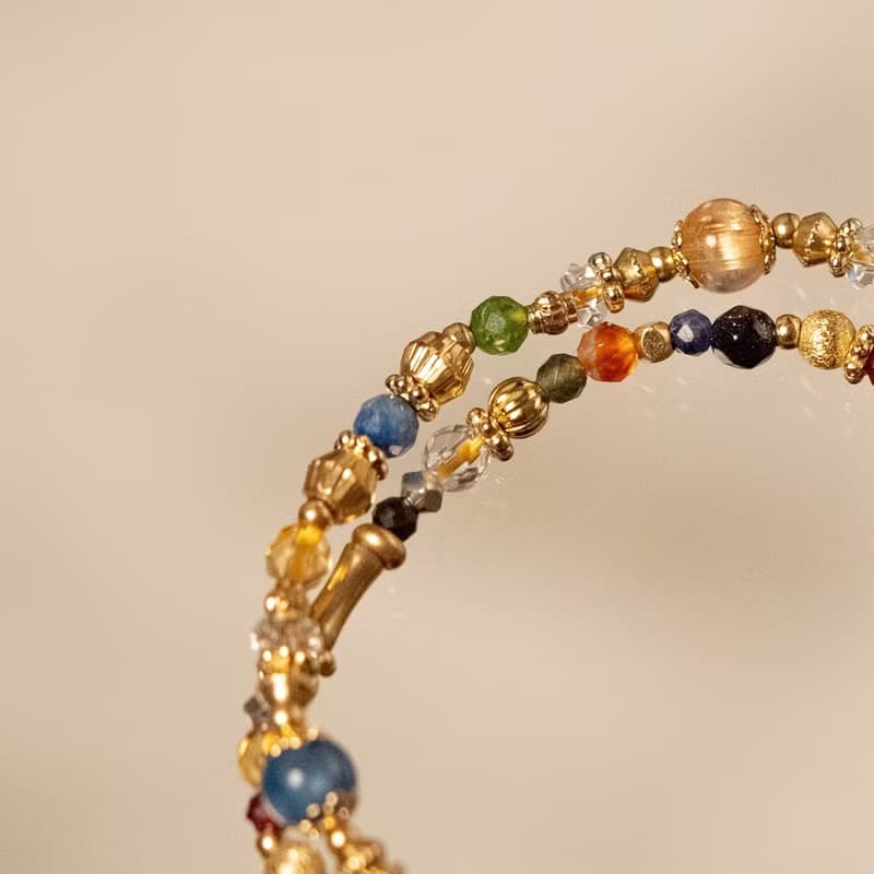 阿里斯康寓意 I 鈦晶藍晶黃水晶雙圈手鍊 C1667