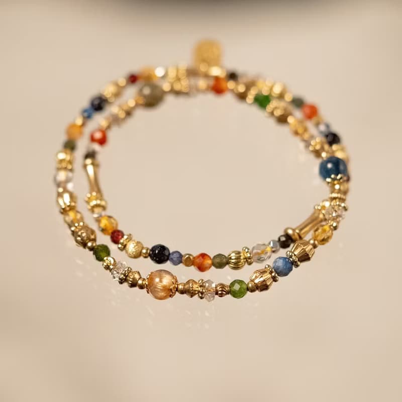 阿里斯康寓意 I 鈦晶藍晶黃水晶雙圈手鍊 C1667