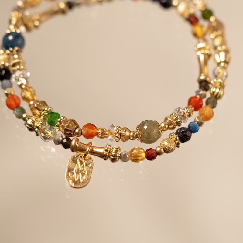 阿里斯康寓意 I 鈦晶藍晶黃水晶雙圈手鍊 C1667