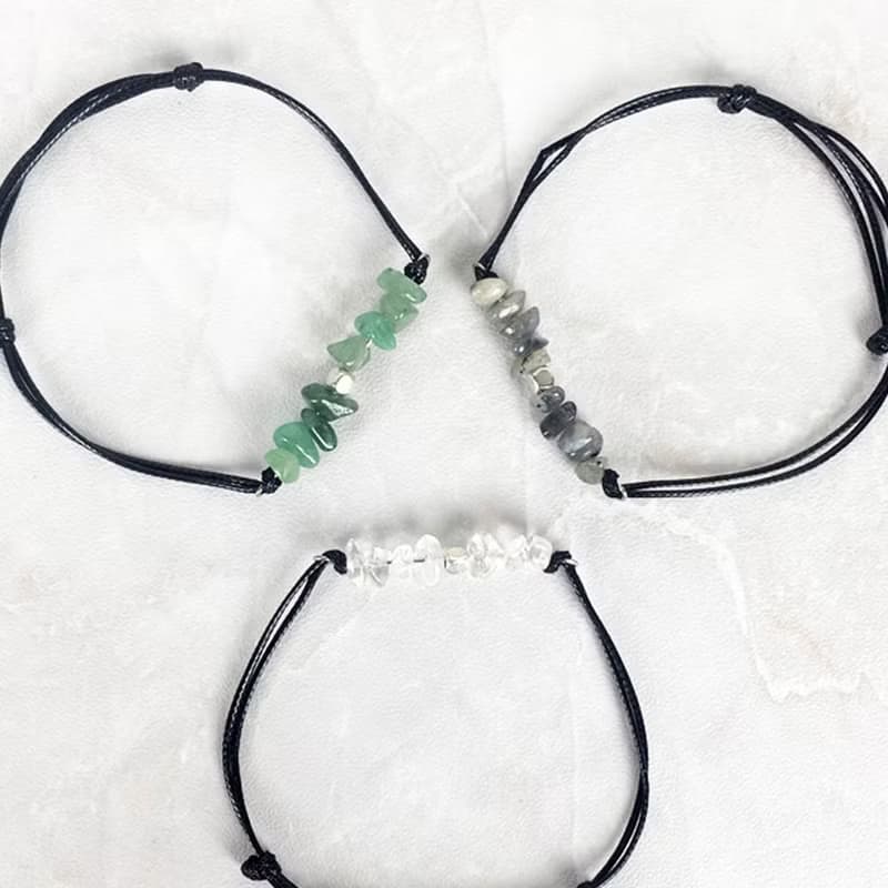 |誕生石碎石系列|4~6月 白水晶 東陵玉 灰月光 (皮繩x手鍊x手工)