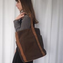 HERMES エルメス サクソー GM トートバッグ キャンバス ブラウン ユニセックス  ヴィンテージ