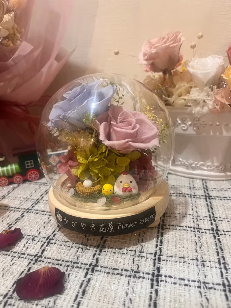快速出貨/入厝禮永生花玻璃盅/帶路雞喬遷禮/入厝雞乾燥花/招財