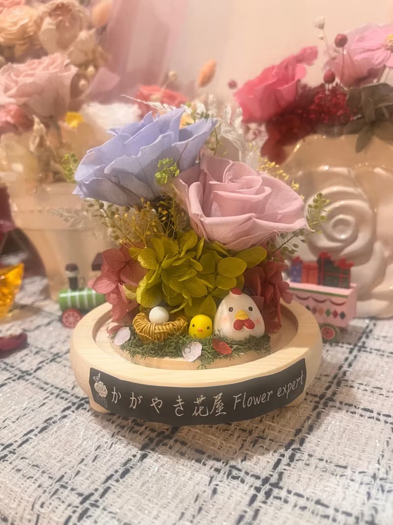快速出貨/入厝禮永生花玻璃盅/帶路雞喬遷禮/入厝雞乾燥花/招財