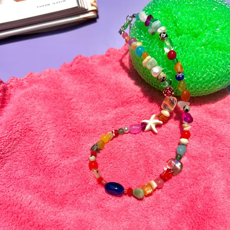 Necklace Valerie • Handmade Beaded Jewelry • Jade Stones • 925 Silver Sterling