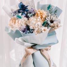 藍色永生花束/索拉花束/乾燥花束/畢業花束/生日花束/情人節花束