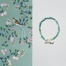 原創手工天然綠松石纏繞手鏈猛獁牙雕梔子花開運手串手鏈生日禮物