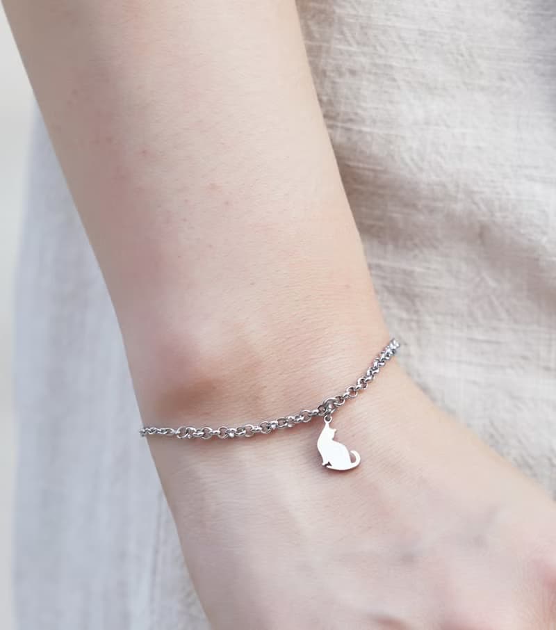 回頭的貓手鍊 -貓咪背影系列- 抗敏醫療鋼