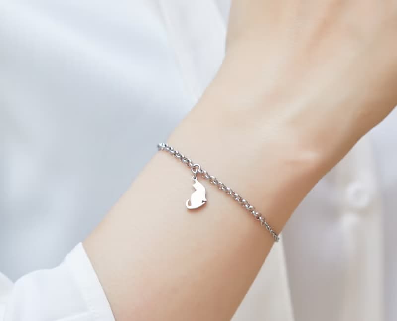 回頭的貓手鍊 -貓咪背影系列- 抗敏醫療鋼