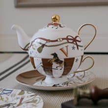 貴族馬術圖案 骨瓷獨享茶壺、茶杯 及甜品碟套裝
