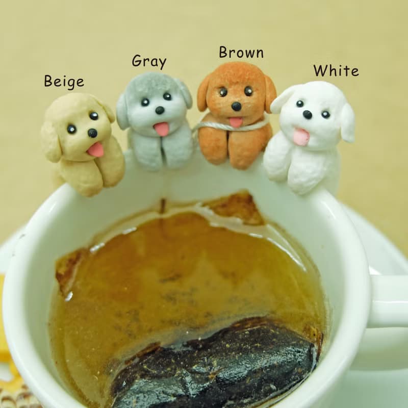 全手作- 灰色貴賓犬杯緣子 - 茶包架 掛杯