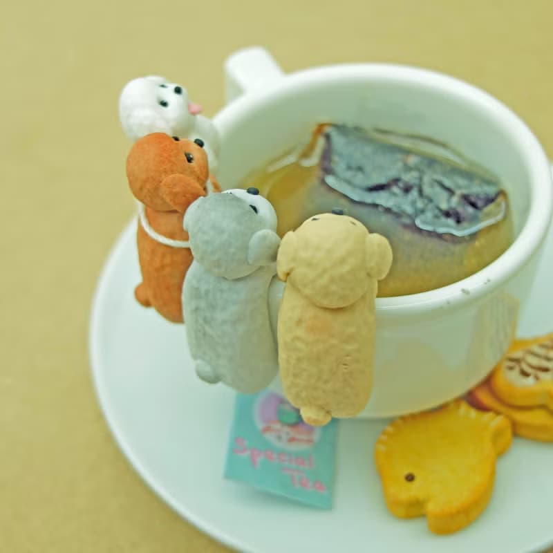 全手作- 灰色貴賓犬杯緣子 - 茶包架 掛杯