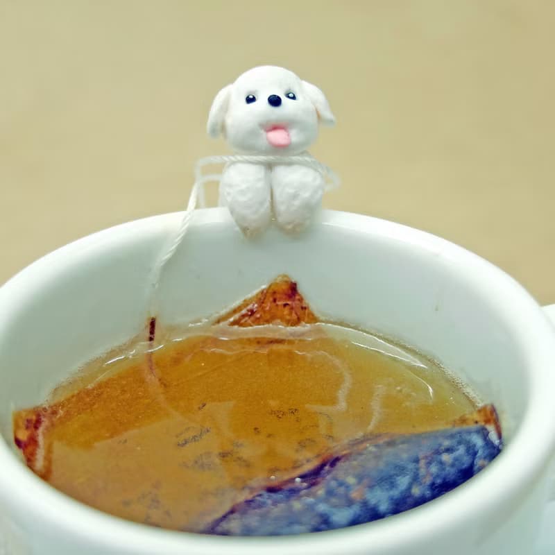 全手作- 灰色貴賓犬杯緣子 - 茶包架 掛杯